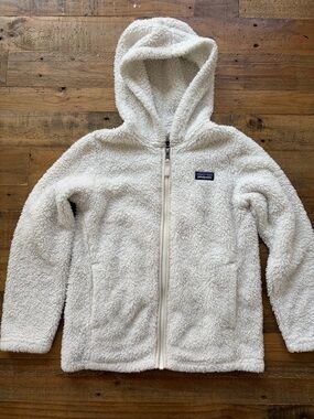 Patagonia Kids White Sherpa Full Zip Hooded Jacket